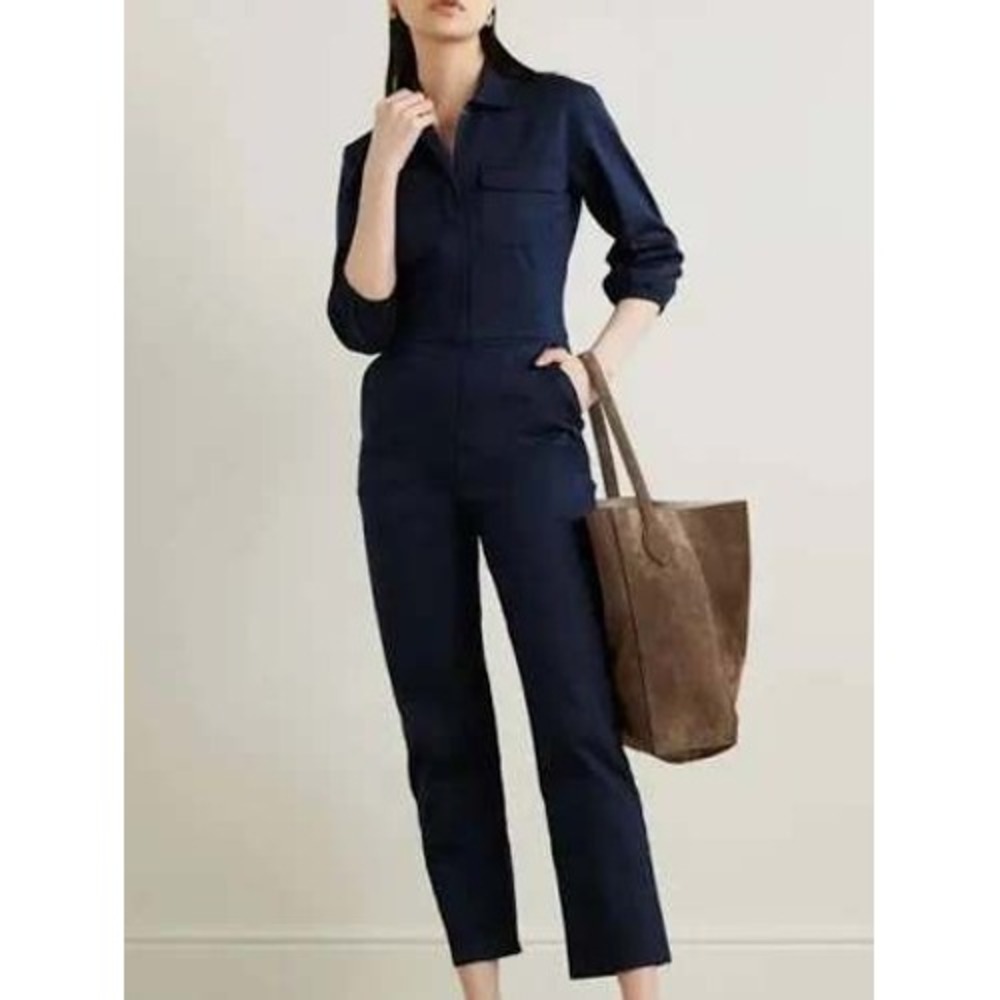 Rivet Utility Big Wig Jumpsuit Navy Blue Long Sleeve Cotton Coverall Small
